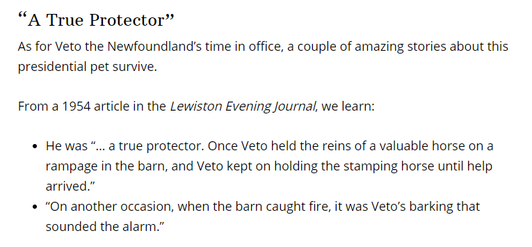 ok time for another jeemsthere sure are a lot of president jeemsesthis is jeems garfieldhis daughter mollie had a brown mare name kitpresident had his own doga black newfoundlandwith a very good president namevetoveto was a superdog http://www.presidentialpetmuseum.com/pets/james-garfields-dog-veto/
