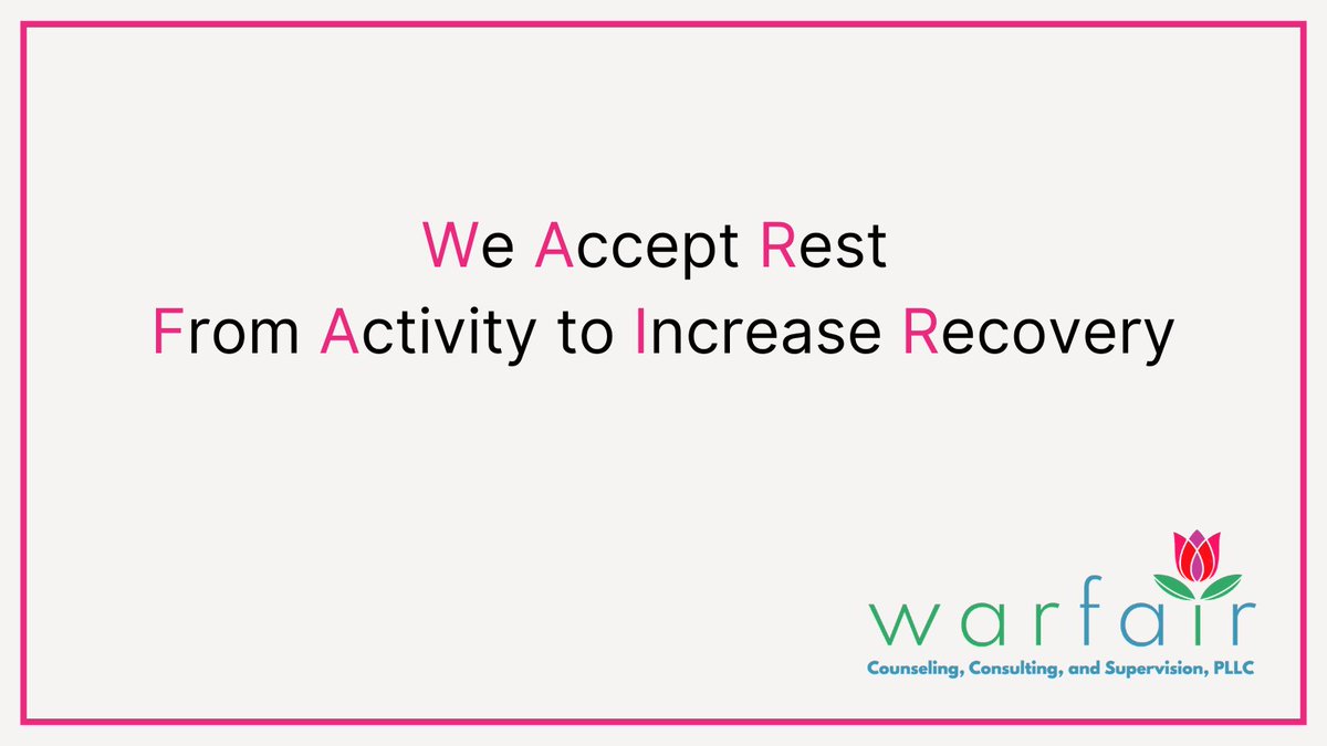 warfaircounsel1's tweet photo. Rest is a part of the recovery process.  For many of us, we spent so much time engaged in activity, that we failed to connect with ourselves and others.   

What activity do you need to take a rest from today?

#RecoveryPosse #EmotionalSobriety #SoberLife #Workaholism https://t.co/YLLayLLnrp