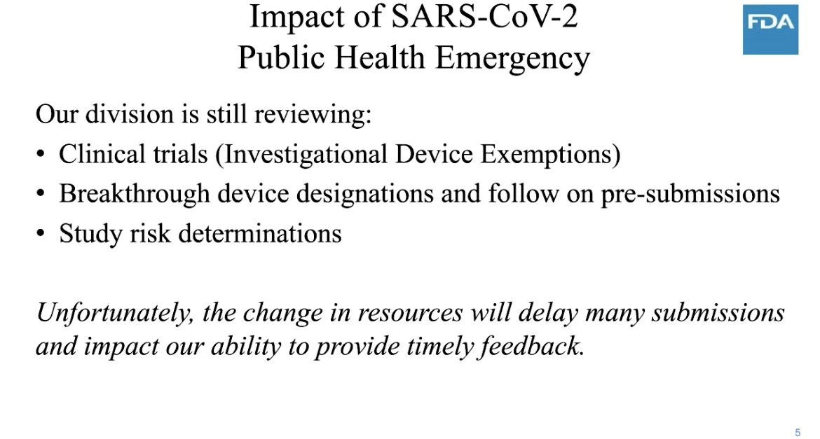 DiabetesMine's tweet image. FDA on COVID-19 related delays for diabetes devices being submitted or reviewed... :( #ddata2020 -MH