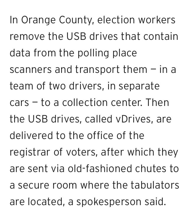 The CA votes are physically transported by some counties via USB! What was on that USB drive that disappeared- the one that was being "overnighted to Tucker" in LA? How many votes are missing in CA? Was this a sting? Intercepted drive? Only 66% reported so far. 10M didn't vote?