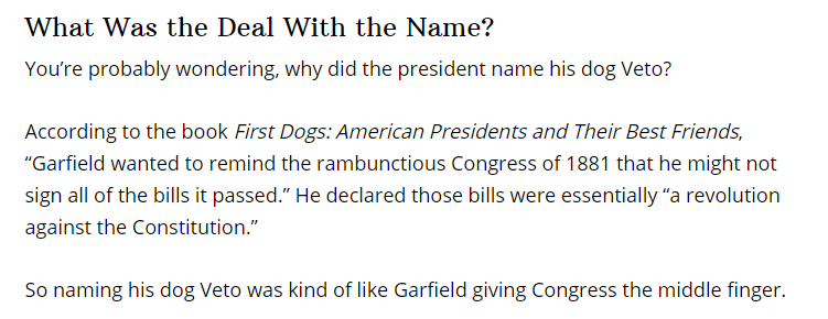 ok time for another jeemsthere sure are a lot of president jeemsesthis is jeems garfieldhis daughter mollie had a brown mare name kitpresident had his own doga black newfoundlandwith a very good president namevetoveto was a superdog http://www.presidentialpetmuseum.com/pets/james-garfields-dog-veto/