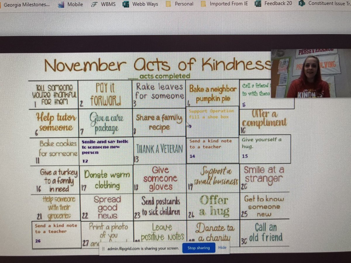 RebeccaSWms's tweet photo. Wrapping up Be Well. Be Kind. Week. The attitude of gratitude is alive at WBMS! Thank you to all who planned and supported this wonderful week! #thewebbway @WebbBridgeMS @wbms_pta https://t.co/acsO9l32lI