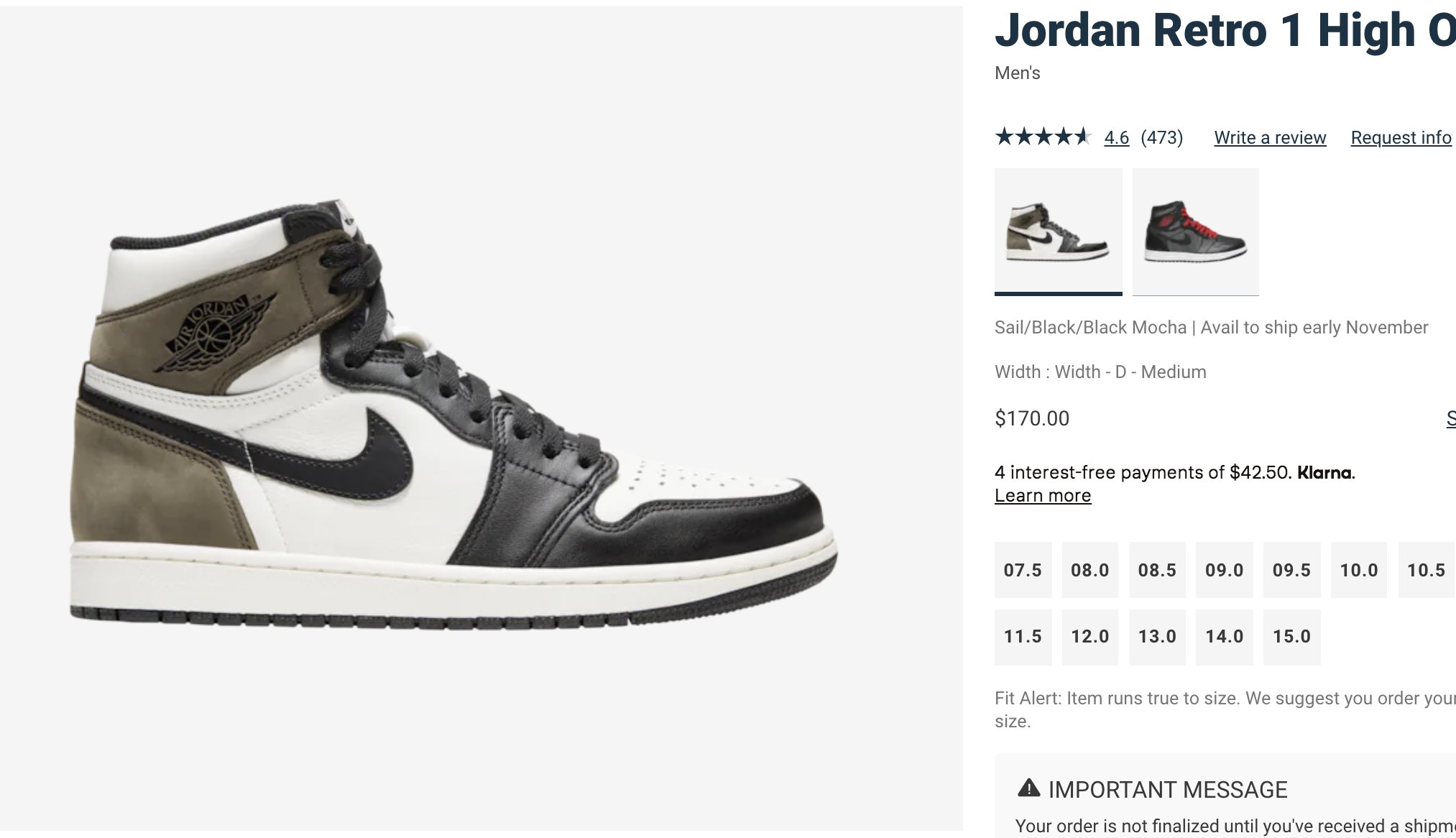 Air Jordan 1 High 'Mocha' via Eastbay 