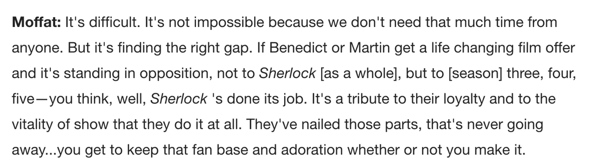 2016.Moffat: "We've had the most sketchy discussions on what we'd do."Gatiss: "We have an idea for season five on a Post-it note. That's as far as we've got. Unless I'm lying?" https://www.newsweek.com/sherlock-creators-steven-moffat-mark-gatiss-season-four-interview-536812