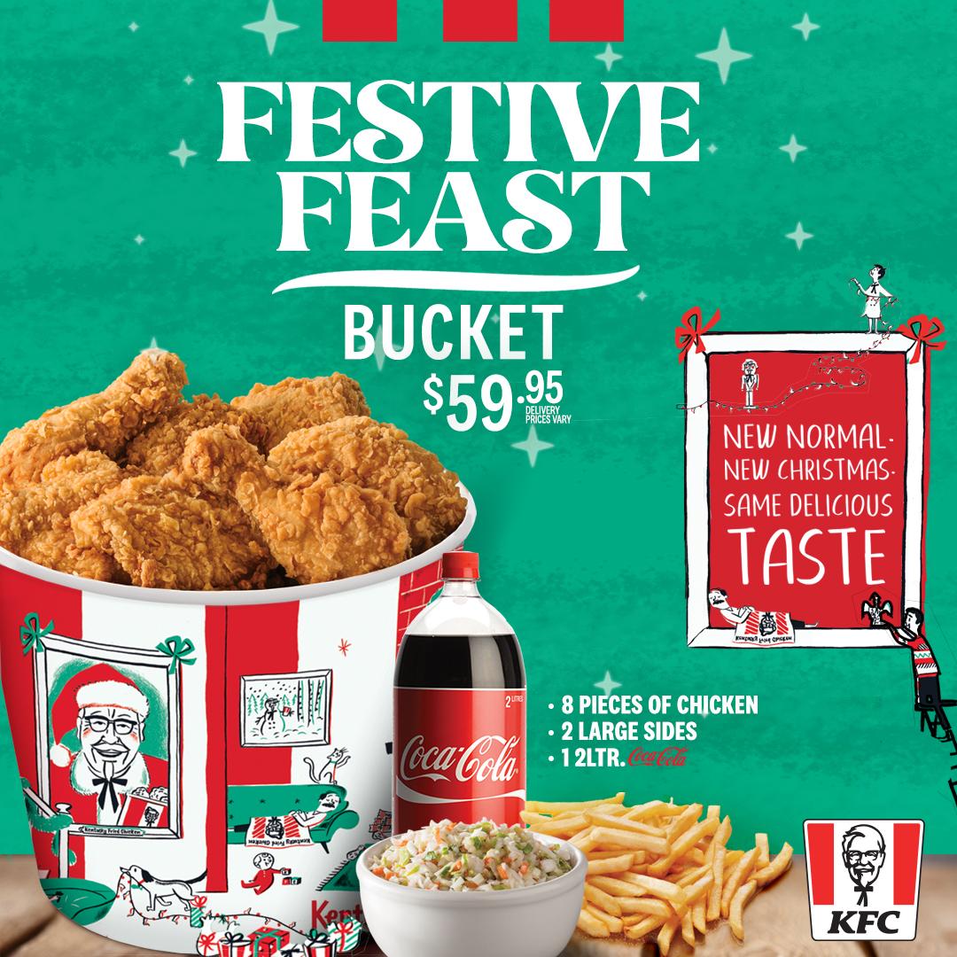 sizz9's tweet photo. New Normal. New Christmas. Same Delicious TASTE!
.
We've got something for everyone.
.
ORDER NOW via WhatsApp 537-8888.
.
#FestiveFeast #2pcDeal #BigBox #OrderNOW #OrderMyKFC https://t.co/GyxgO6uIpE