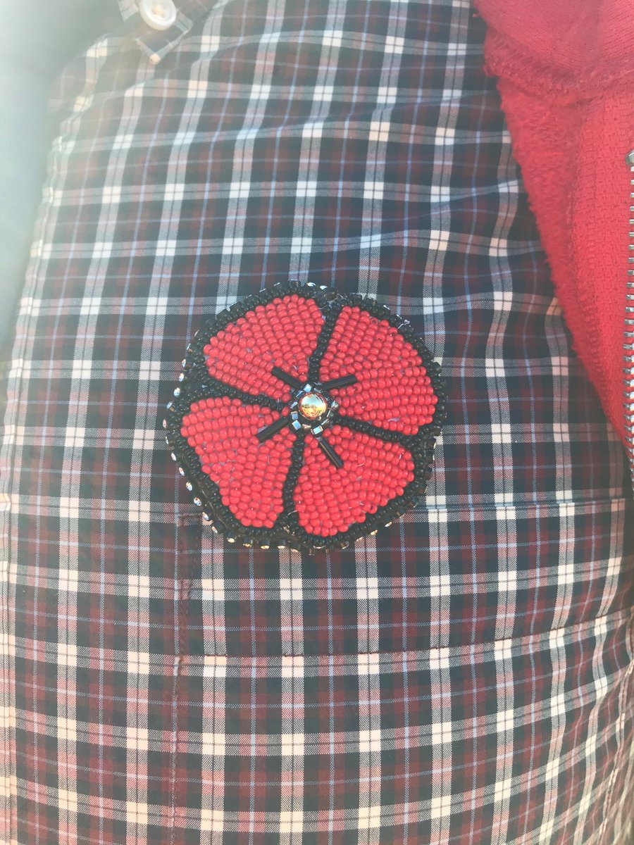 CherryHillSD75's tweet photo. Mr. Sliziak was presented with a beaded poppy today from our Indigenous Program. Ms. O’Soup and her group of beaders are a talented bunch! @SWSWLibrary @viviansearwar https://t.co/vBJk6WEe5g