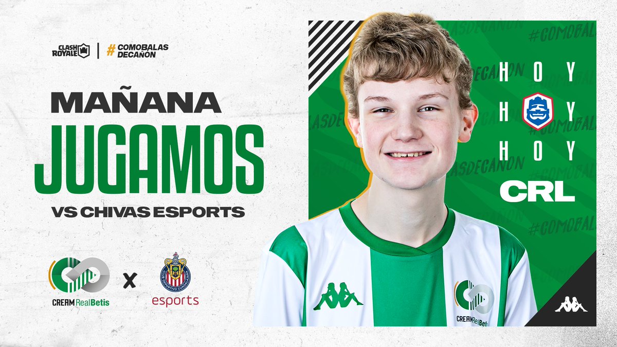 #BTSCR | Mañana jugamos la última jornada de #CRLWest donde nos jugamos entrar a playoff contra <a href="/esportsChivas/">Chivas esports</a> 

¡Os esperamos en la Arena!
⏰ 21 CEST
📺youtube.com/esportsroyale

#TeQuieroBetis 💚 #ClashRoyale