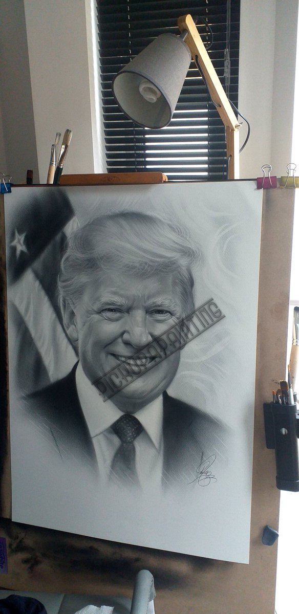 paulduncan85's tweet photo. @w_terrence @realDonaldTrump @LaraLeaTrump @DonaldJTrumpJr @EricTrump @GOPChairwoman @CLewandowski_ @PamBondi Kindly share my painting of the man himself https://t.co/kkko0J0fcf