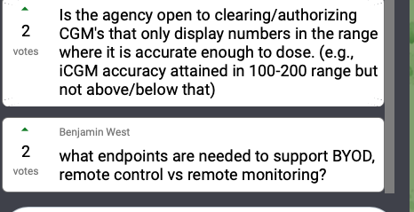 T1Bionic's tweet photo. More important questions coming from #WeAreNotWaiting community at #DData2020 This time for the @US_FDA Answer from FDA mostly relates to dealing with risk. Willing to work with patient community. https://t.co/BUfyy5ypdc