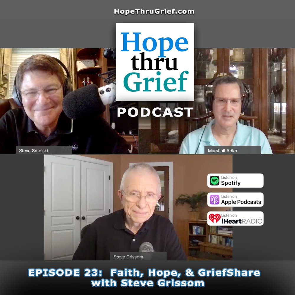 HTGPodcast's tweet photo. Today we have a hope-filled discussion with Steve Grissom of @griefcaring! You’ll hear his journey and the hope that #GriefShare brings to so many. Steve and Marshall, share their hope as GS alumni and Steve as a #GriefShare group leaders.

Listen now - https://t.co/NjNNHQGHrI https://t.co/Tfvj5m7rt7