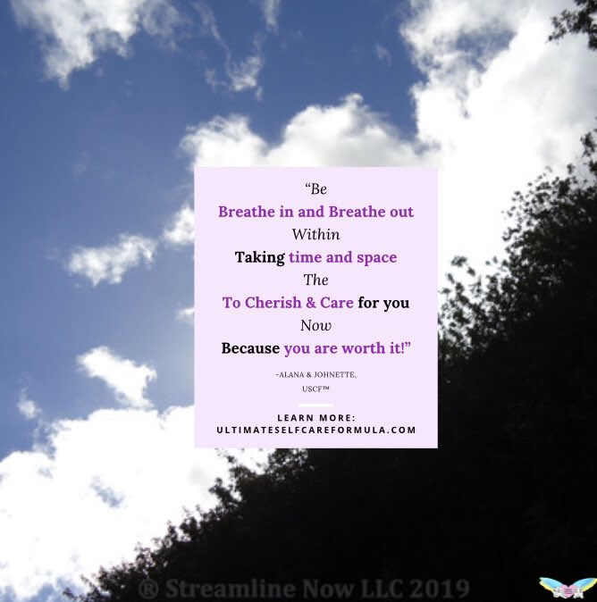 ultimatescf's tweet image. “Be Within The Now. Breathe in and out taking time and space to cherish and care for you because you are worth it!” 🌤 -Alana &amp;amp; Johnette, USCF™
Learn More: ultimateselfcareformula.com 👈

#healthandwellness #selfcare #holistichealth #growth #happiness #personaldevelopment #education