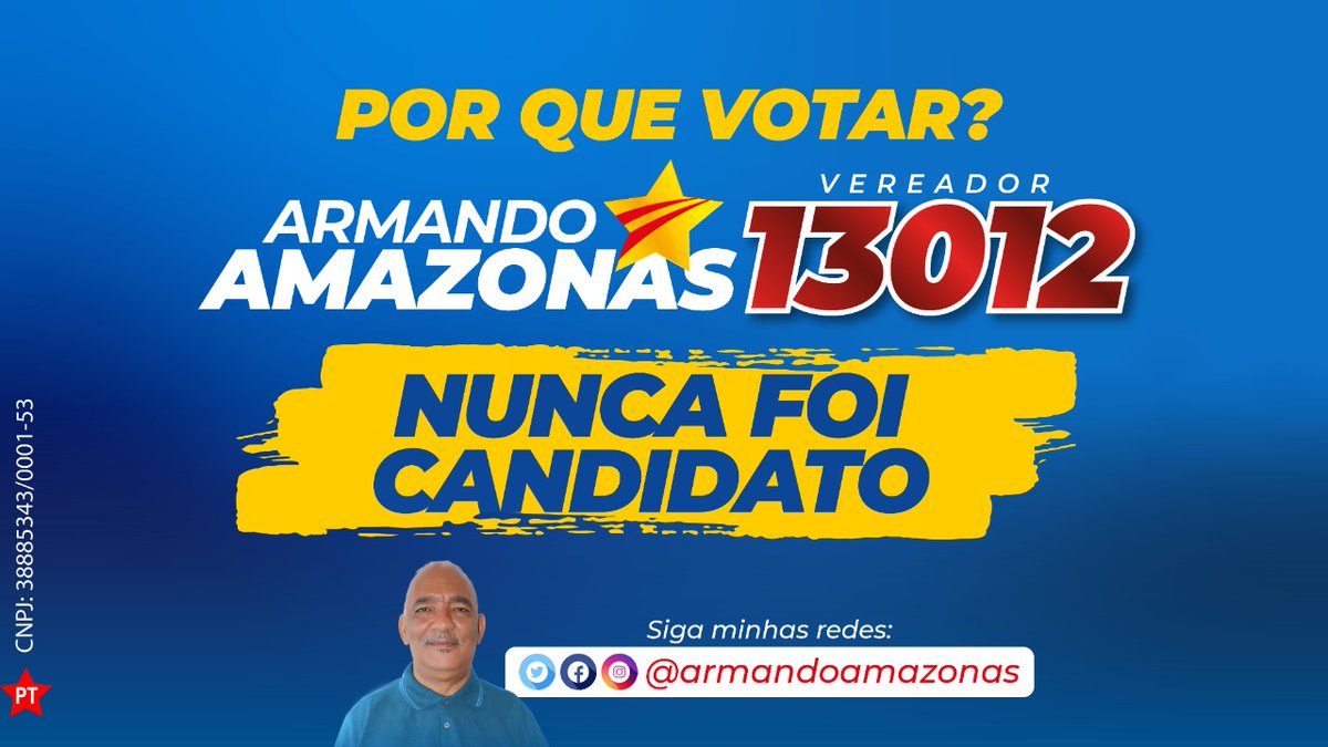 ArmandoAmazonas's tweet photo. Eu atuo na política por muitos anos, mas nunca fui candidato. Agora me coloquei a disposição de ser a sua voz nas ruas, nas praças, nos hospitais, nas escolas, nas creches, nos bairros  que clamam por ajuda e ninguém escuta. Quero ser a sua voz na câmara de vereadores! https://t.co/I80wyyMRfO