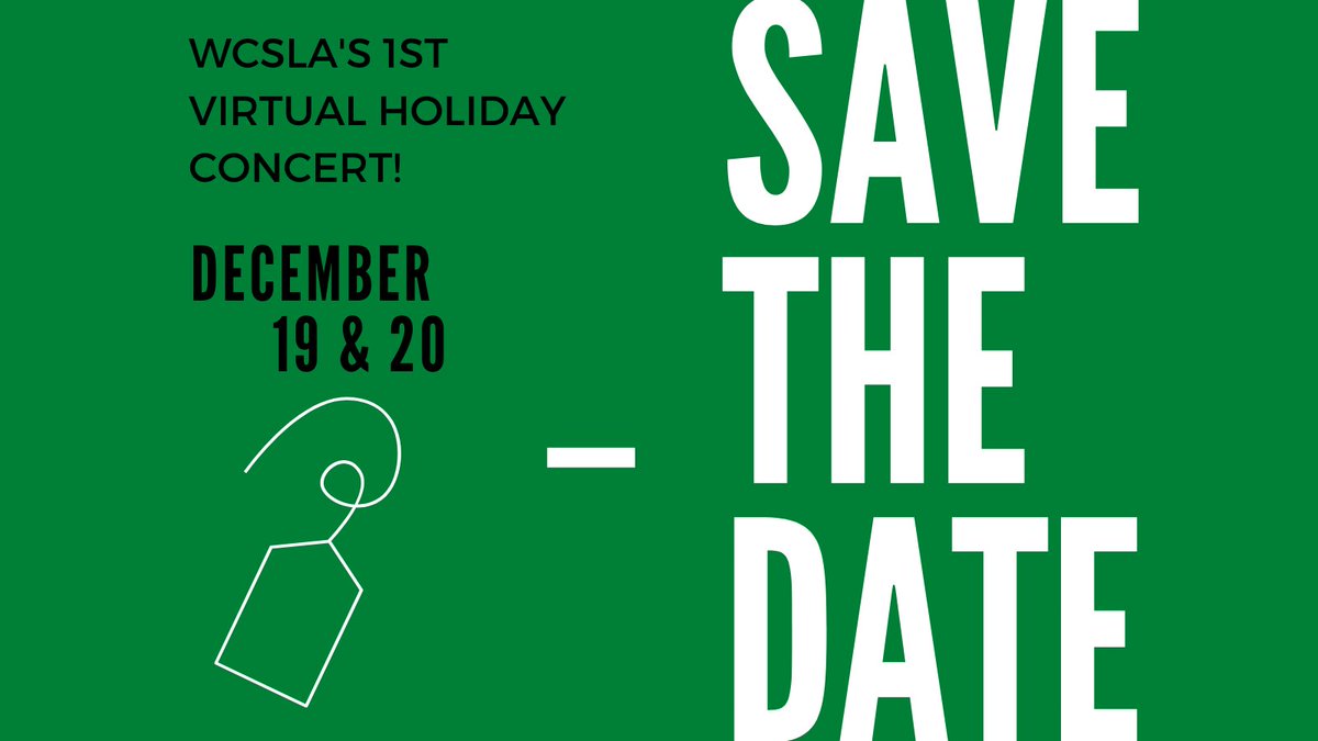 Happy Holidays #WSCLA fans! Save the dates, Dec 19 and 20, for the first ever #WCSLA virtual concert! More information to come soon. Seasons greetings!

#wcsholidays #music #virtualconcert #galachorus #lgbtqchorus #lgbtq