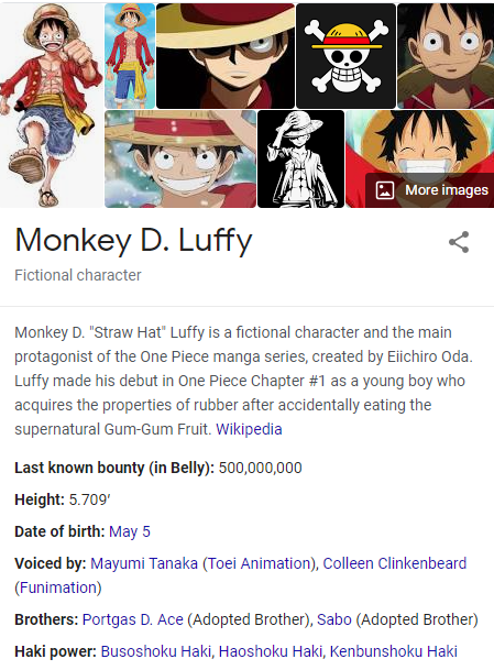 rob_ridd7's tweet photo. @BragoDace - @Google having some accuracy issues with their bounty reporting. Last I checked the world Government said Straw Hat was worth 1.5 billion Belly. Smh. https://t.co/0A76xRsmEO