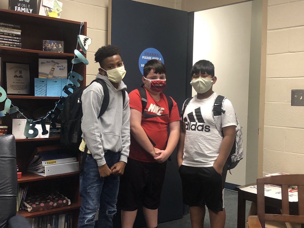 PrincipalDucker's tweet photo. When your kids serenade you with Happy Birthday first thing in the morning, and it sounds great even with masks on!!! LOVE. MY. KIDS!!!! #LoveWhereYouWork #SedgeStories #6thGradeSerenade #SharksGotRhythem https://t.co/3kJcQsF2r9