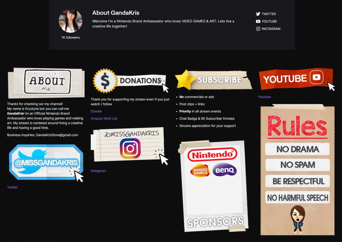 MissGandaKris's tweet photo. Twitch Panels ✓ DONE
Twitch for reg Gaming Streams
https://t.co/VYmHsMAA8u
YouTube #NintenDIY & #NerDIY streams/vids/unboxing/vlogs: https://t.co/6BpEdvUjMn
Support would be greatly appreciated 🤍 https://t.co/SeSZzKcUfA