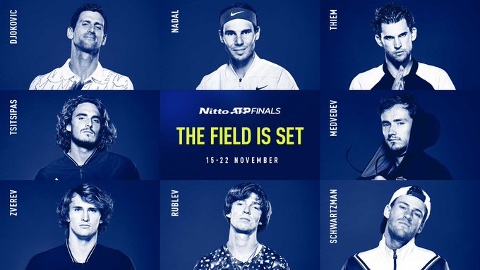 aperezgom's tweet photo. Ya conocemos a los ocho participantes en las #FinalesATP que cerrarán la temporada. Schwarztman cierra la alineación:
🇷🇸 Novak Djokovic
🇪🇸 Rafael Nadal
🇦🇹 Dominic Thiem
🇩🇪 Alexander Zverev
🇷🇺 Daniil Medvedev
🇬🇷 Stefanos Tsitsipas
🇷🇺 Andrey Rublev
🇦🇷 Diego Schwartzman https://t.co/HXsXuLDuhS