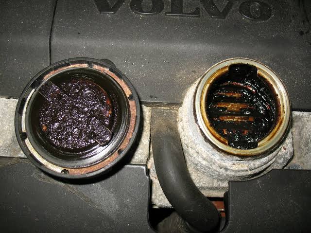 1. OILYou want to remove the fill cap and check the back of it. You don't want to see is light-colored froth on the back of the cap it indicates coolant and/or water in the oil. A tell tale sign of a leaking or blown head gasket.1/2