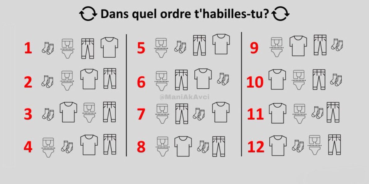 ManiAkAvci's tweet photo. Vous vous habiller dans quel ordre le matin? 
Perso 5 https://t.co/xBKnoU6f0o