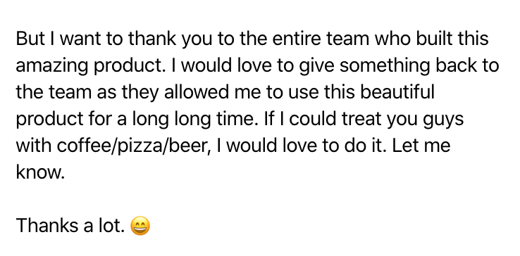 PaulDornier_'s tweet photo. Bittersweet day for @hdornier and I as we announced that Meetingbird is being sunset next month with the launch of the amazing new @FrontApp Scheduling, but user emails like this one make us so grateful for the impact that the product has had 🙂 https://t.co/2I5EQEDHEy
