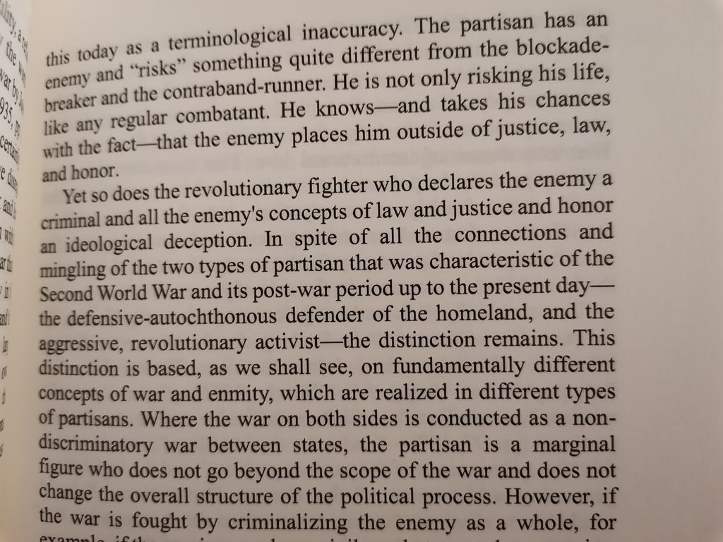 The partisan assumes more risks than a soldier in a regular army. He is not protected by any convention. By the same token, this can make the partisan the true hero of the war...8/n