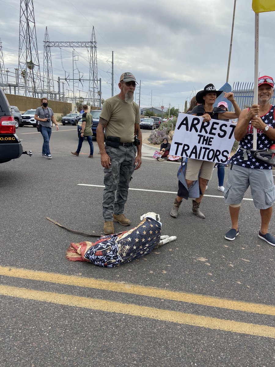  from outside the Maricopa voting center. This demonstration has been going since 9 am and some of the organizers say they plan to park it here until results are announced and even after