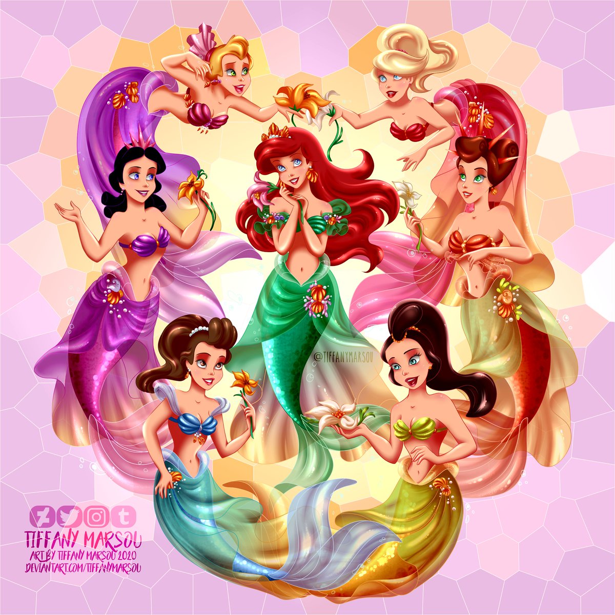 tiffanymarsou's tweet photo. Rainbow mermaids are such a pleasure to the eyes^^ Can’t believe I’ve never draw them before!
and of corse it wouldn’t be my drawign if nicely designed outfitswouldn’t be involved lol XD
Loved to draw this, mermaids are fun!
oh,btw,they’re shaping a heart♥
#mersisters
#disney https://t.co/DfAy6kLrjW