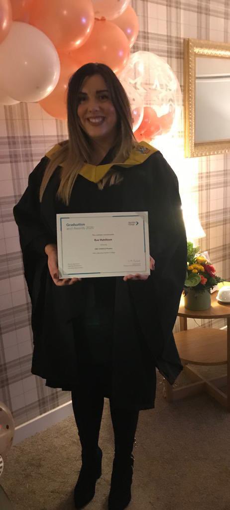 EYKilwinning's tweet photo. We are super proud of all our graduates tonight! Eve, congratulations and we hope you are having a fabulous night celebrating 🎓 Love the balloons! @AyrshireColl @southayrshire #ayrshiregrads https://t.co/m0Bs01Mzab