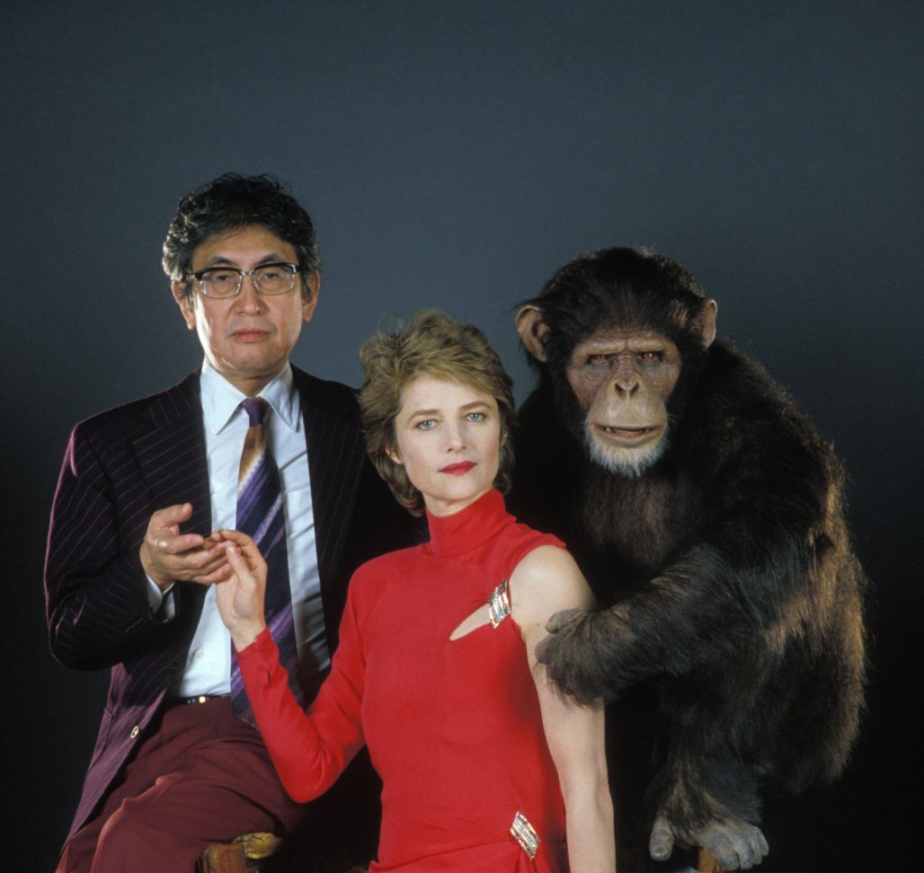 mubi's tweet photo. Nagisa Ōshima and Charlotte Rampling in a publicity still for MAX MON AMOUR, 1986. https://t.co/0ism1aibVa