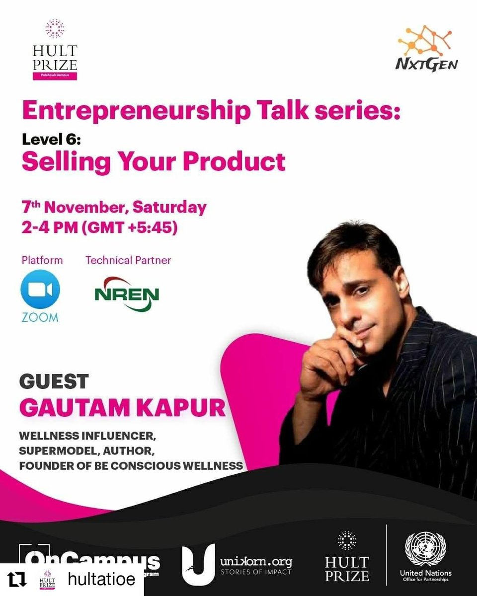 Gomzee100's tweet photo. #Repost @hultatioe
• • • • • •
Hult Prize at IOE is thrilled😍 to announce that Mr Gautam Kapur will be joining us live as a Guest for “Entrepreneurship talk series level 6: Selling your Product” 

Gautam is widely known as a Wellness Influencer. Watch him talk ! https://t.co/QNX609bHYG