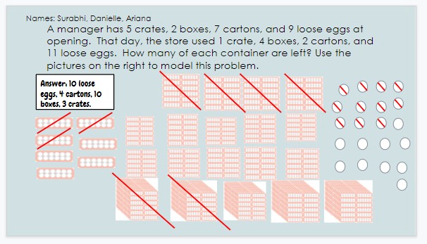 DCemelli's tweet photo. Subtraction with base 10✅. Base 12... No problem! So proud of my students for working together to solve this. @theresawills @GoshenPostES https://t.co/d2LBKWWjiY