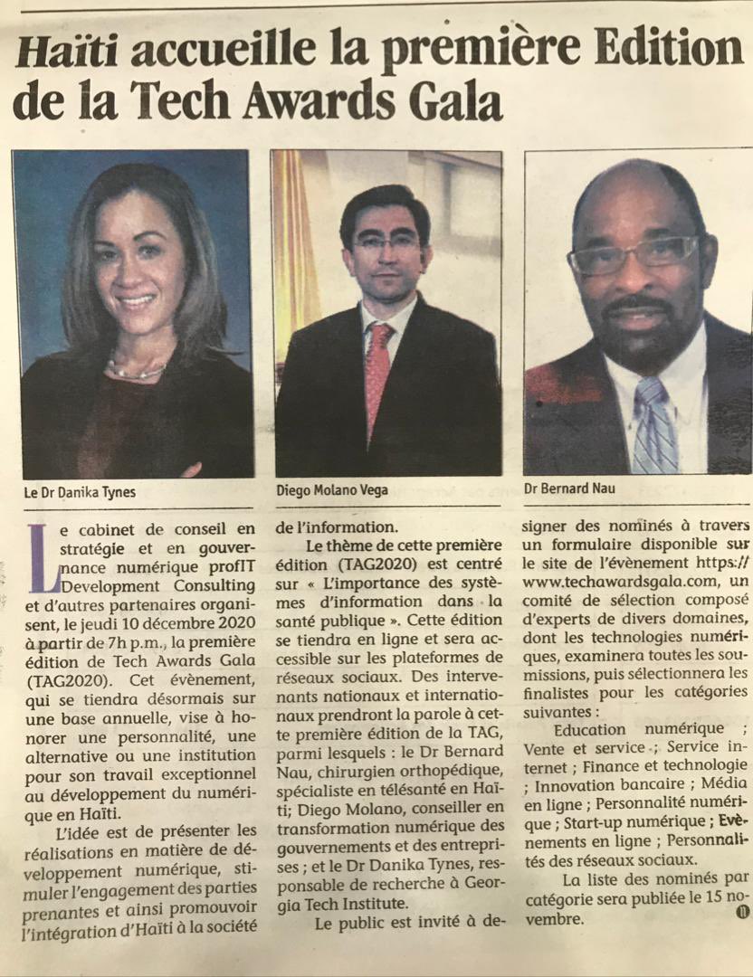 techawardsgala's tweet photo. La première édition de la Tech Awards Gala va accueillir des experts en transformation numérique, numérique pour la santé publique. Thème : Importance des systèmes d’information dans la santé publique. #TAG #TechAwardsGala @nouvelliste @diegomolanovega @DigitalTrends https://t.co/vQV3Qr4gfb