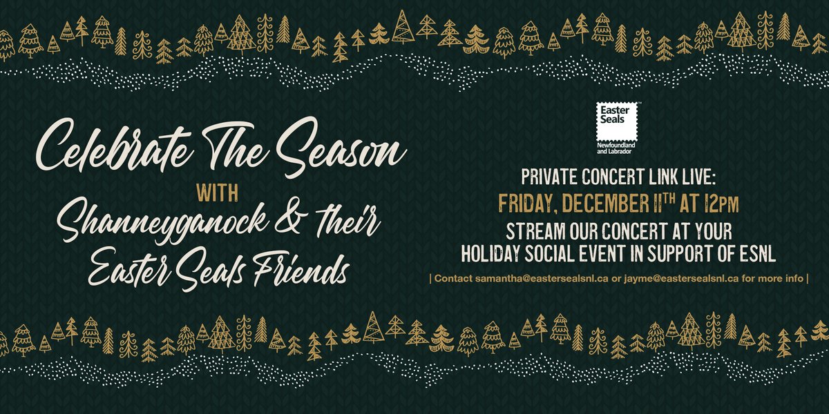Easter Seals (@eastersealsnl) on Twitter photo ‘Celebrate The Season’ with Shanneyganock and their Easter Seals Friends is going virtual!🎄<a href="/shanneyganock/">shanneyganock</a>
This years’ concert will be presented online to ticket holders.
📆 Concert link will be LIVE on FRIDAY, DEC 11th at 12pm.
For full details, visit: facebook.com/events/3938460… ‘Celebrate The Season’ with Shanneyganock and their Easter Seals Friends is going virtual!🎄<a href="/shanneyganock/">shanneyganock</a>
This years’ concert will be presented online to ticket holders.
📆 Concert link will be LIVE on FRIDAY, DEC 11th at 12pm.
For full details, visit: facebook.com/events/3938460…