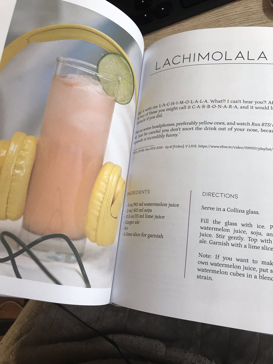 I’m so excited! I got a book (made by an ARMY) of BTS-inspired cocktails called Bring The Spirits and I cannot wait to bust these out at a BTS Concert night with my ARMY-IRLs!  @BTS_twt