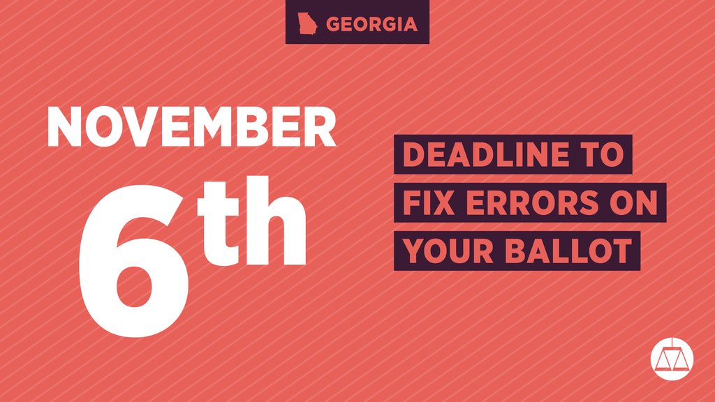 splcenter's tweet image. 🚨#Georgia:
Have you checked the status of your absentee ballot?

TODAY IS THE DEADLINE TO FIX ANY ISSUES.

Your vote matters – make sure it counts! Check your status here: georgia.ballottrax.net/voter