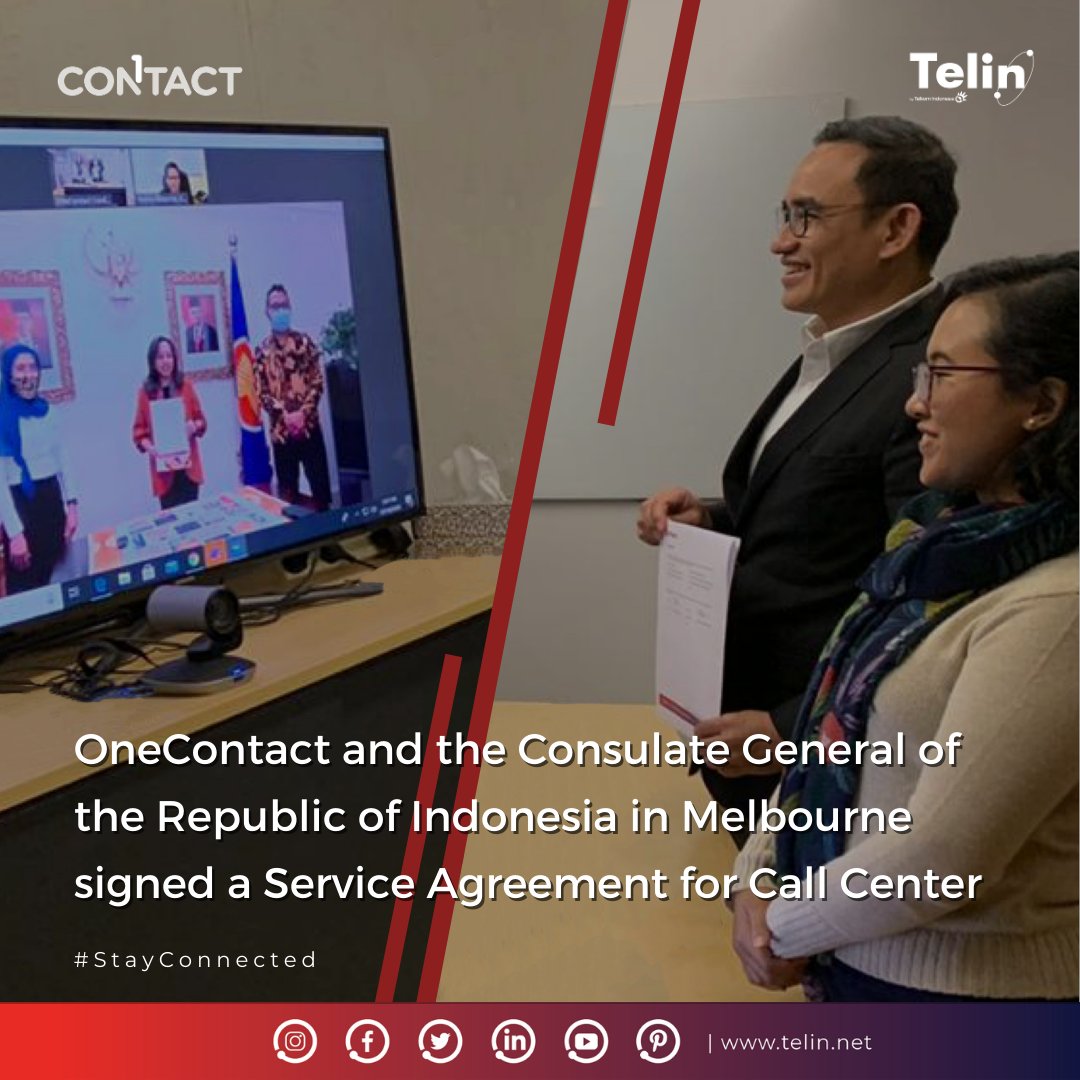 Telin_Official's tweet photo. We are pleased to announce that our global office, OneContact Australia, have recently signed our Call Centre Service Agreement with the Indonesian Consulate General in Melbourne for Victoria and Tasmania. 
Read more at https://t.co/qhfpPTILe7
#StayConnected #OneContact https://t.co/GSuGm06O9Y