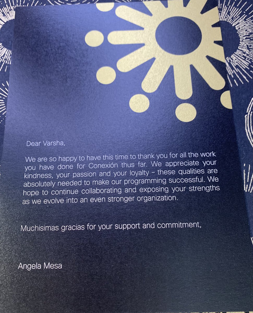 VarshaKanwar's tweet image. Thank you @angelitamesa @Cisco_Conexion team for #FriYay surprise. It’s a privilege &amp;amp; an honor to be part of Cisco Conexion family. Special shout-out 🙌🏽 &amp;amp; thanks to @asapiz @LauraMQuintana @tcolon for being amazing Exec. Sponsors, leading by example to #MultiplyTechDiversity.