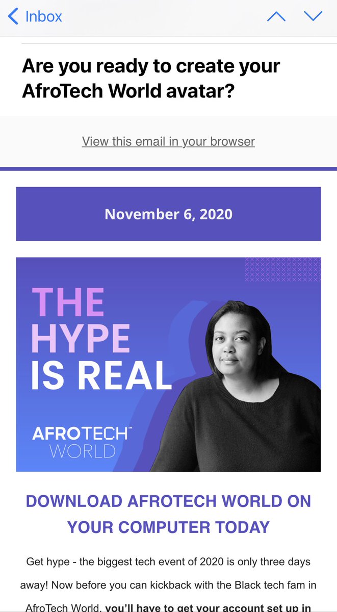 I got the email for next week and seeing ⁦@ArlanWasHere⁩ was all I needed! #letsgo #AfroTechWorld #Entrepreneurs