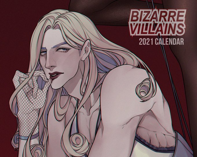 i drew funny valentine for @LadyBloof's Bizarre Villains 2021 pin-up calendar! pre-orders are open now 🙏🏼 come grab it here: https://t.co/IQxsriTcsW 