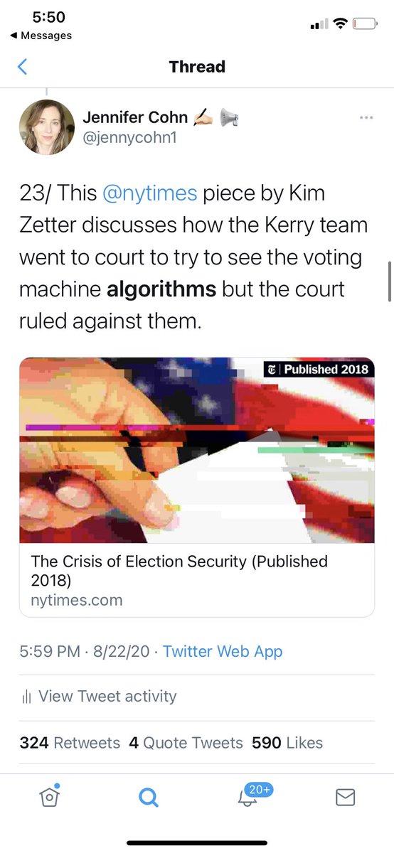 Listen to her talk about “algorithms.l” It’s almost as if the GOP read John Kerry’s recent interviews about his campaign’s concern that the 2004 presidential election was stolen. Isn’t that rich? 2/  https://www.nytimes.com/2018/09/26/magazine/election-security-crisis-midterms.html?referringSource=articleShare