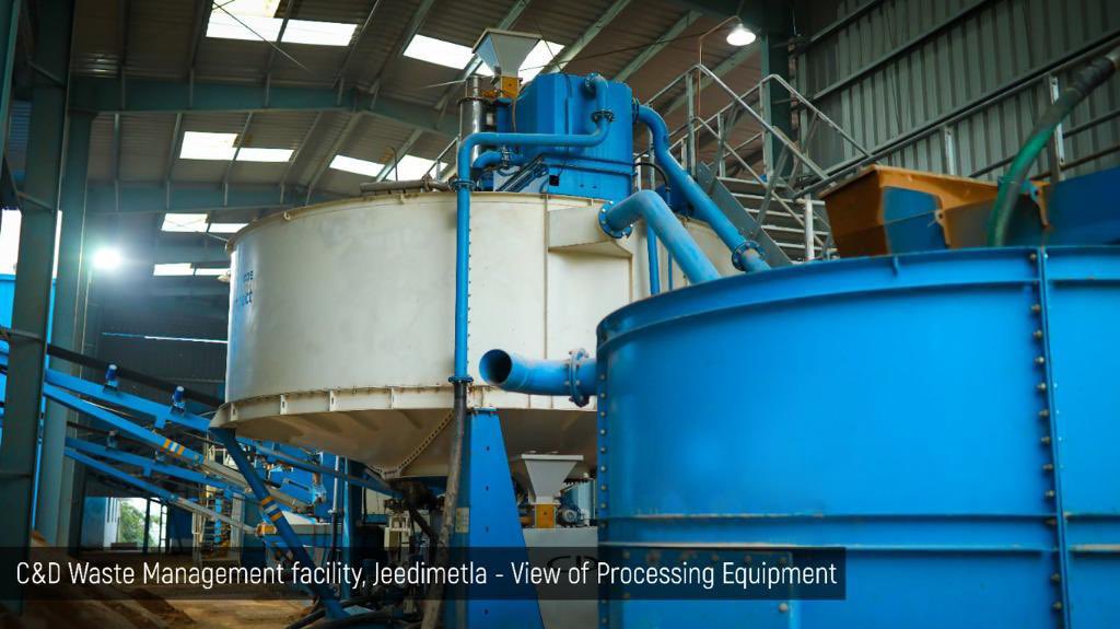 KTRBRS's tweet photo. Will be inaugurating Hyderabad’s first construction &amp; demolition waste mgmt plant at Jeedimetla. One more plant at Fathulguda coming up

Plant has been developed in PPP mode to recycle the waste &amp; create tiles/bricks, road metal,coarse sand to reuse in pavements, construction etc https://t.co/oliuxNGePY