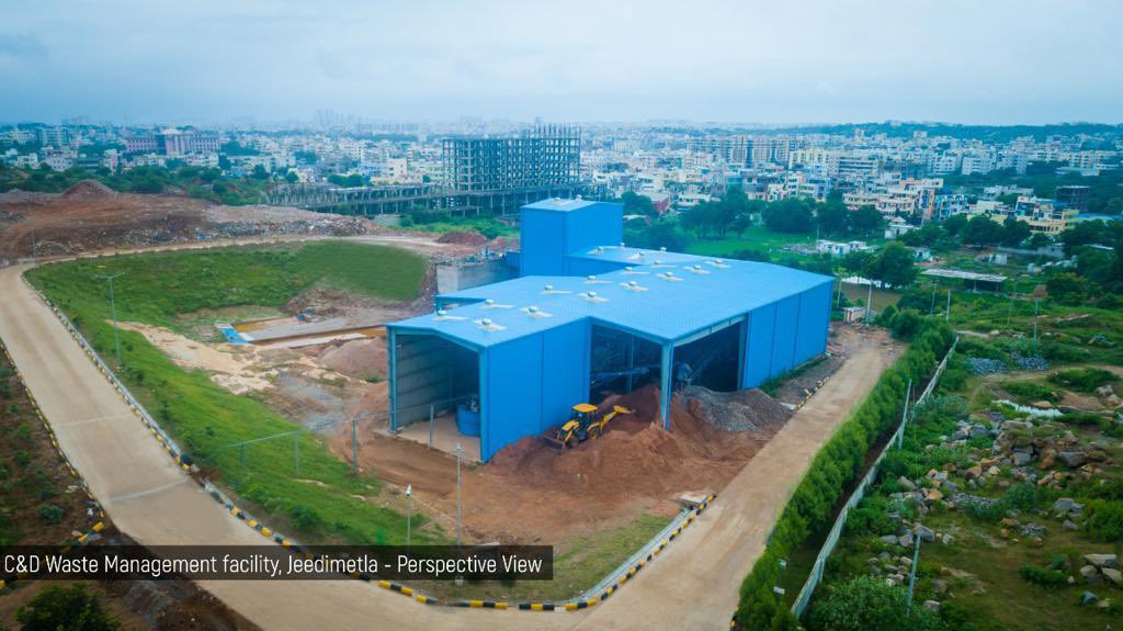 KTRBRS's tweet photo. Will be inaugurating Hyderabad’s first construction &amp; demolition waste mgmt plant at Jeedimetla. One more plant at Fathulguda coming up

Plant has been developed in PPP mode to recycle the waste &amp; create tiles/bricks, road metal,coarse sand to reuse in pavements, construction etc https://t.co/oliuxNGePY