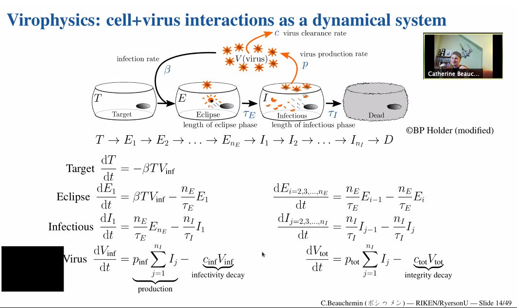 TamiePoepping's tweet photo. Fantastic talk @WesternUPhysAst @CUPC2020 by Catherine Beauchemin @RyersonSci on her research looking for the ‘grand unified theory of viruses’ (LOL, as one might expect from a physicist) through #virophysics modeling, and educating us on intelligent ways to present COVID-19 data https://t.co/C4up0d7QHy