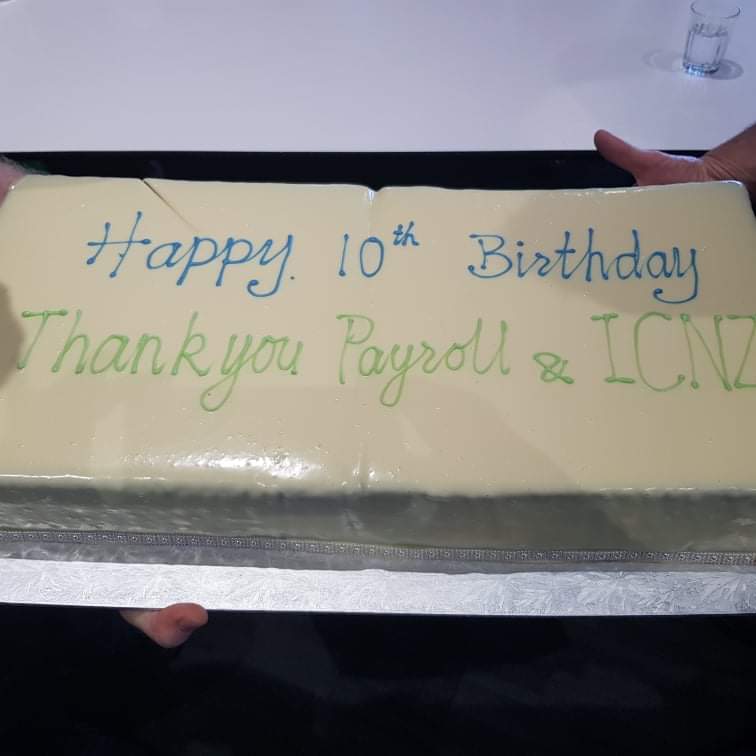 Joining <a href="/ThankyouPayroll/">Thankyou Payroll</a> onstage at #Bookkeepcon20 to cut a cake in  celebration of 10 years for both organizations.  Thank you so much for your support. #birthdaycake