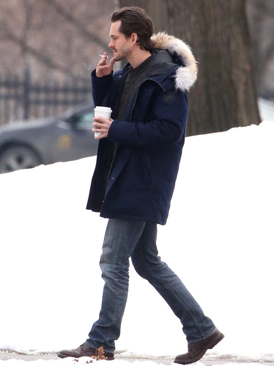 sexy casual. the coffee. the cigarette. the warm coat. this is boyfriend material. i love him.