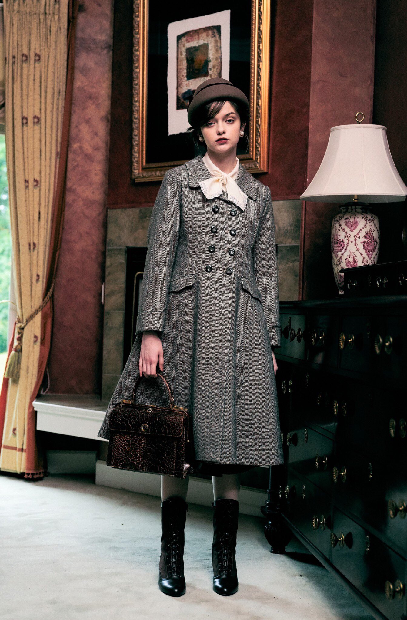 イングランド製 Faconnable ヘリンボーン ダッフルコート イングランド製 Faconnable ファソナブル ヘリンボーン ダッフル