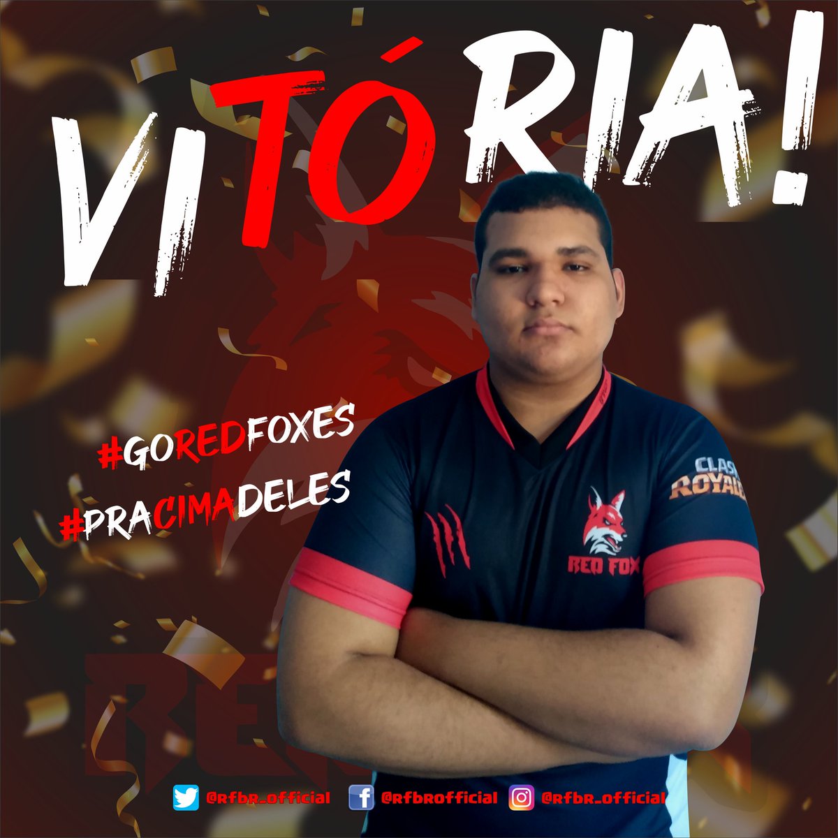 RFBR_OFFICIAL's tweet photo. #RESULTADO | CR
Decidimos no 1x1 e avançamos para a semi da @SLE_GG1
ELENCO:
@LORD_RF1
@Gustav0cr
@Jonathan_r97GOD
@ViniGT_
#GoRedFoxes #ClashRoyale
#GOSUPREME #PraCimaDeles https://t.co/82zzr4tIzI