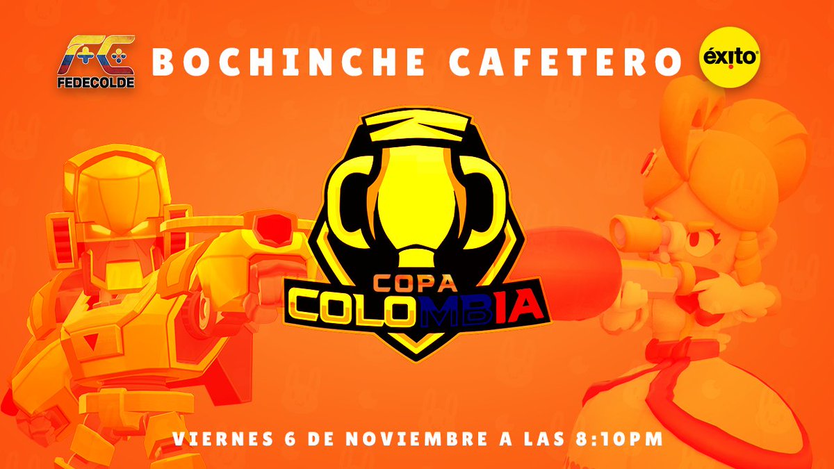 🔥 | BOCHINCHE CAFETERO JORNADA 1 &amp; 2 BRAWL STARS

Les traemos un programa en directo 100% colombiano, con los jugadores destacados y favoritos, para debatir sobre la querida Copa Colombia.

LINK: youtube.com/watch?v=w9LoZB…

Organiza <a href="/fedecoldeNal/">Federación Colombiana de Deportes Electrónicos</a>
Patrocina <a href="/almacenesexito/">Éxito®</a>