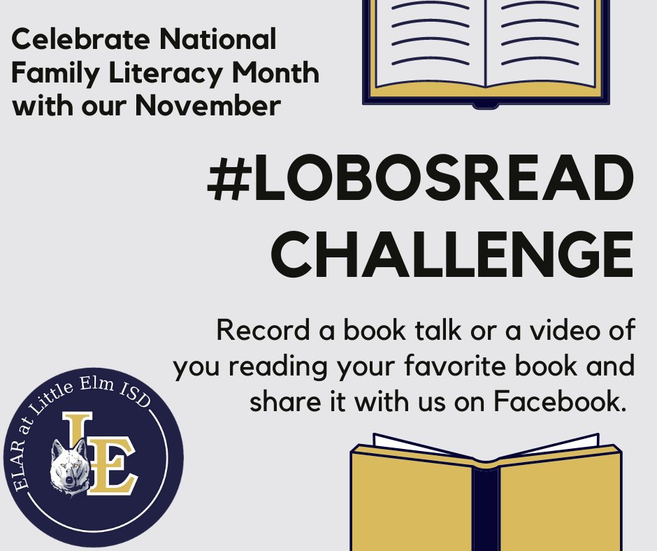 walker_leisd's tweet photo. November is National Literacy Month - let's celebrate with the #LobosRead Challenge! Record a book talk or a video of you reading your favorite book and share it with us on Facebook! We would like students, teachers, and leaders to join the challenge! https://t.co/6XDooYCMAZ