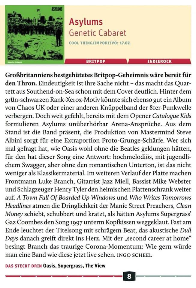 coolthingmusic's tweet photo. 🙌🏻GERMANY ALBUM FEATURE &amp; REVIEW🙌🏻

Big thx to @VisionsMags for this awesome @Asylumsband album feature &amp; review.

A lovely little mention of @coolthingmusic and some of the other artists on the Roster too @hate_bait @indianqueens_ @thehorseheads @beckiemargaret @CauseDistress 💚 https://t.co/4ICbf4HUVb